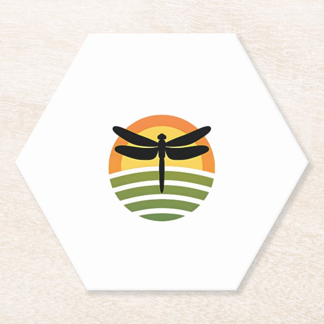 Dragonfly Retro (1) Paper Coaster (Front)