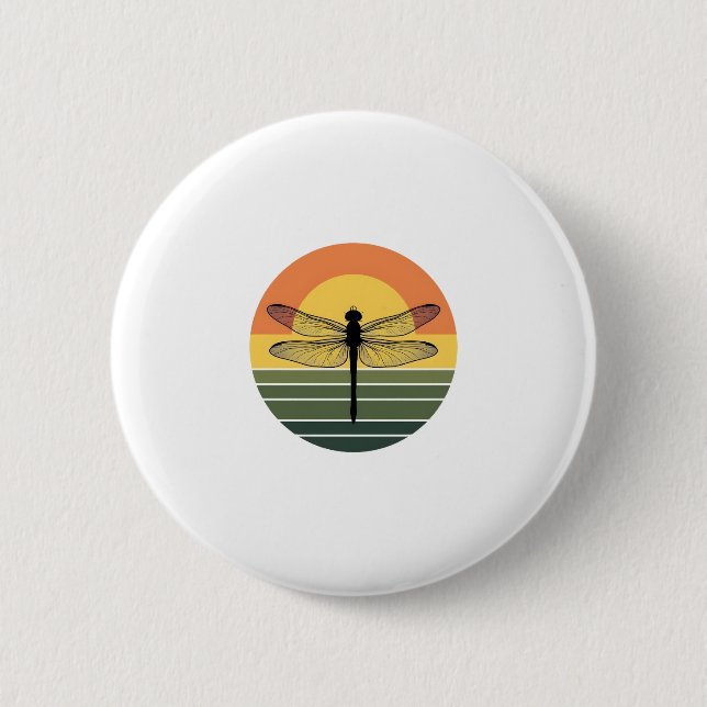 Dragonfly Retro (2) 6 Cm Round Badge (Front)