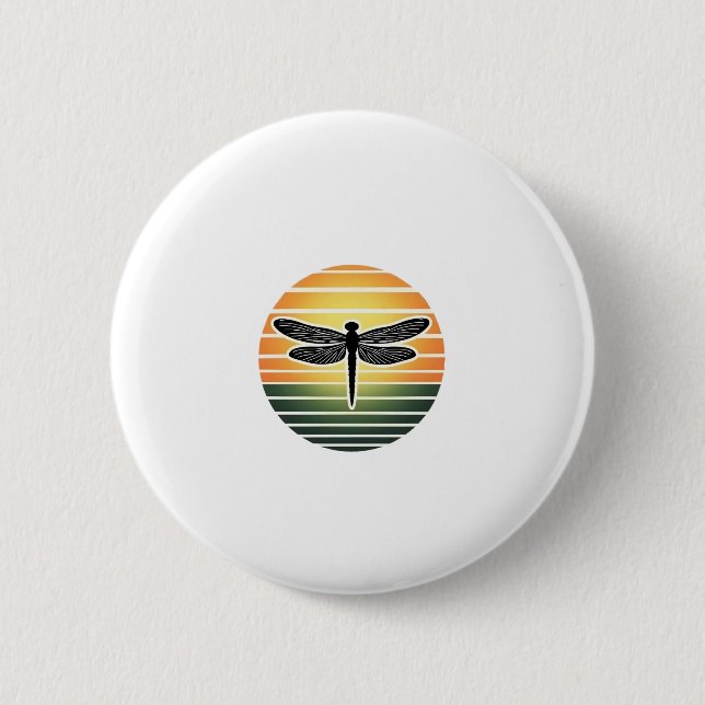 Dragonfly Retro (3) 6 Cm Round Badge (Front)