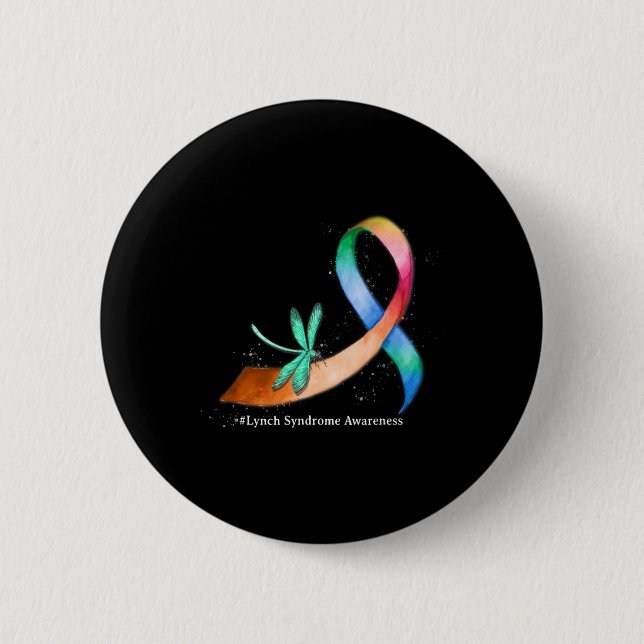 Dragonfly Ribbon Lynch Syndrome Awareness Gifts  6 Cm Round Badge (Front)