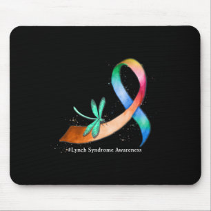 Dragonfly Ribbon Lynch Syndrome Awareness Gifts Mouse Mat
