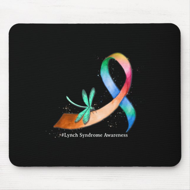 Dragonfly Ribbon Lynch Syndrome Awareness Gifts  Mouse Mat (Front)
