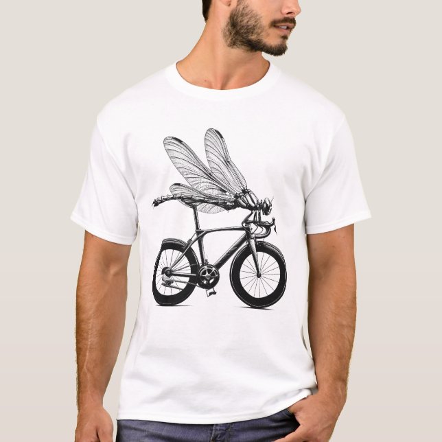 Dragonfly Riding Bike Biker Bicycle Lover Biking T-Shirt (Front)