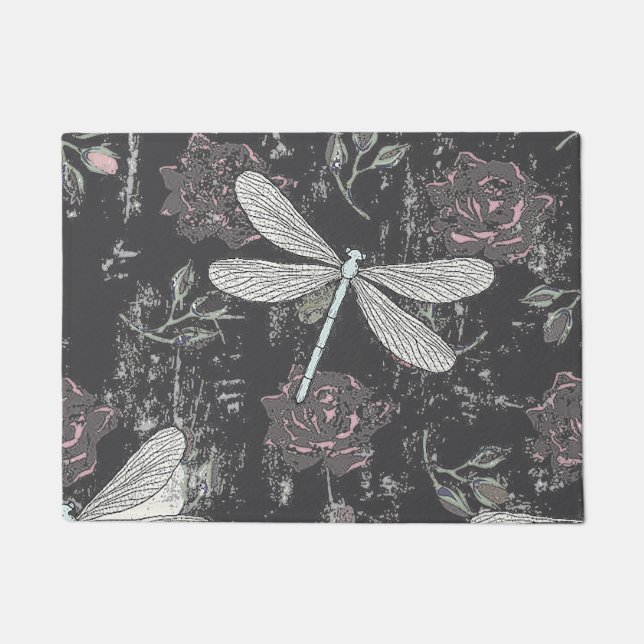 Dragonfly & Roses Doormat (Front)