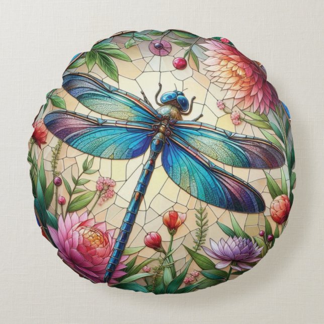 Dragonfly Round Pillow (Front)