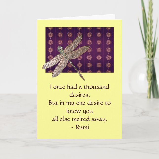 Dragonfly & Rumi Quote Inspirational Card (Front)