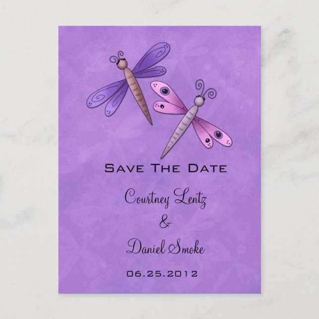 Dragonfly Save The Date Announcement Postcard (Front)