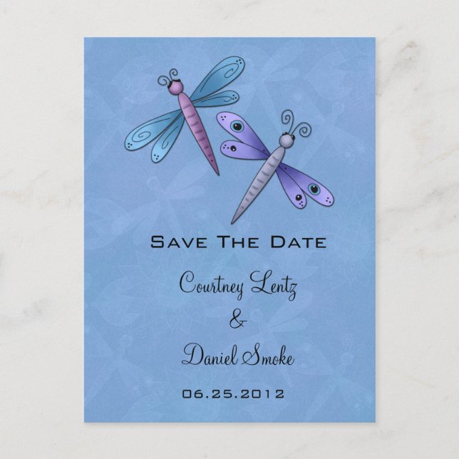 Dragonfly Save The Date Announcement Postcard (Front)