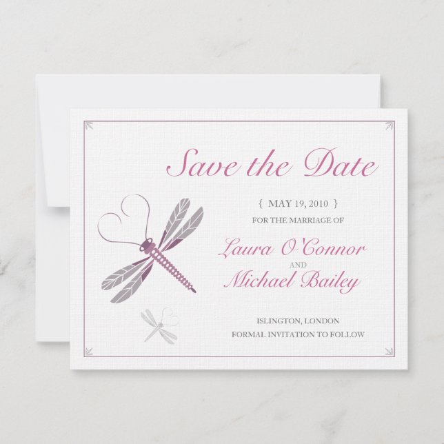 Dragonfly Save the Date Cards (Front)