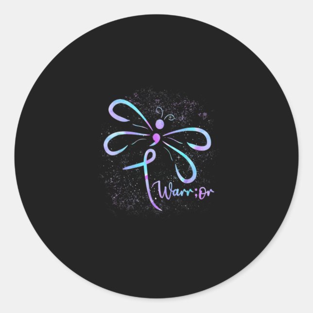Dragonfly Semicolon Suicide Prevention Awareness Classic Round Sticker (Front)