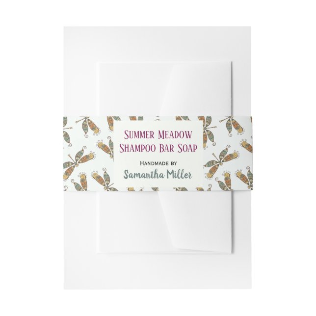  Dragonfly Shampoo Bar Soap Band Wrap Packaging Invitation Belly Band (Front Example)