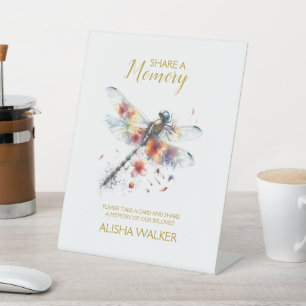 Dragonfly Share a Memory Funeral Sign