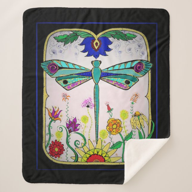 Dragonfly Sherpa Blanket (Front)