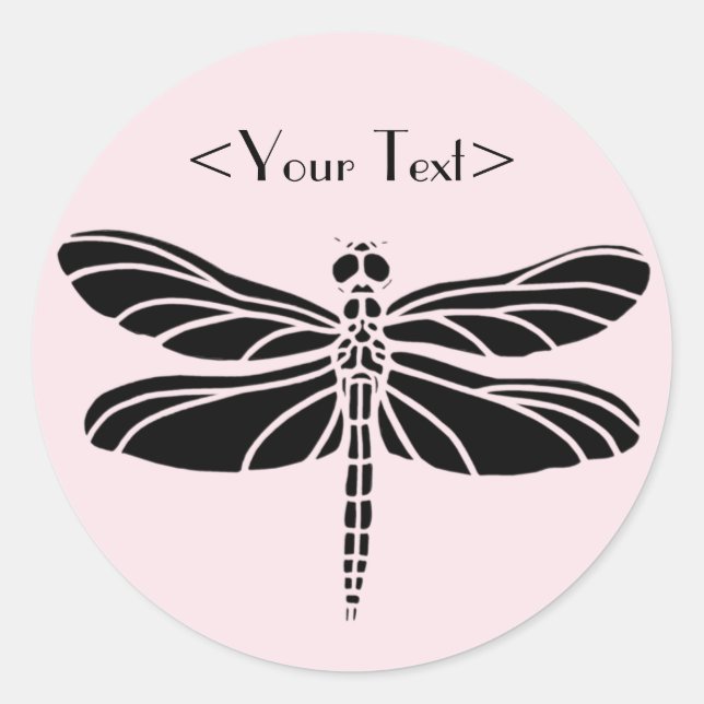 Dragonfly Silhouette Classic Round Sticker (Front)