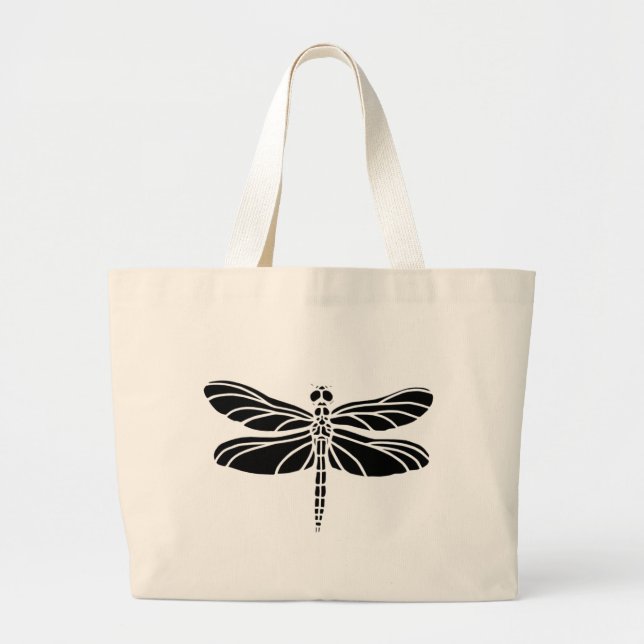 Dragonfly Silhouette Large Tote Bag (Front)