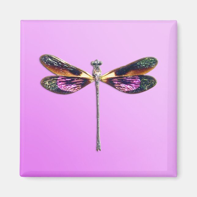 Dragonfly - silver, gold, purple and black magnet (Front)