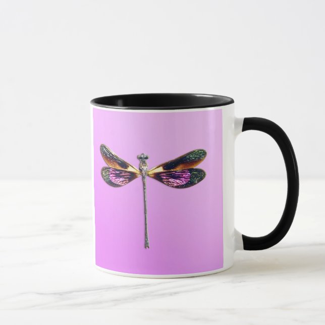 Dragonfly - silver, gold, purple and black mug (Right)