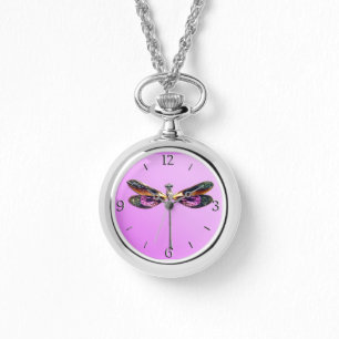 Dragonfly - silver, gold, purple and black watch