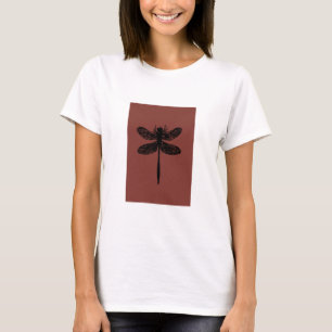 dragonfly sketch on brown T-Shirt