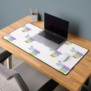 Dragonfly Smile Often Think Positively Quote Desk Mat