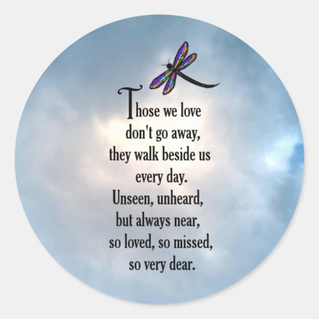 Dragonfly "So Loved" Poem Classic Round Sticker (Front)