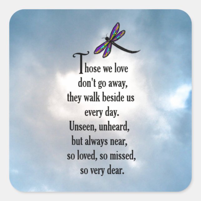Dragonfly "So Loved" Poem Square Sticker (Front)