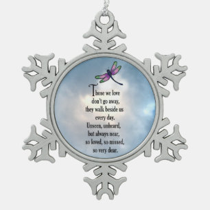 Dragonfly "So Loved" Snowflake Pewter Christmas Ornament