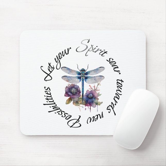 Dragonfly - spirit of new possibilities mouse mat (With Mouse)