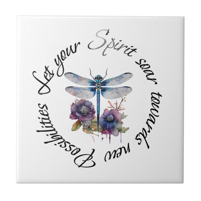 Dragonfly - spirit of new possibilities tile (Front)