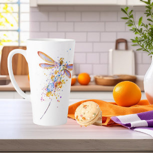 Dragonfly splatter latte mug