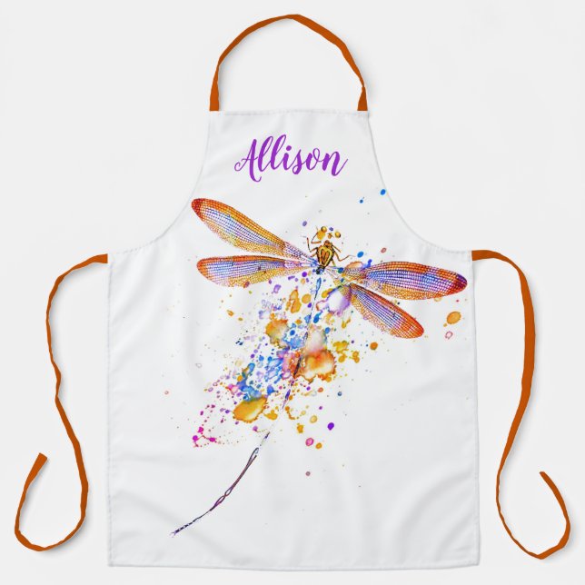 Dragonfly splatter personalised Apron (Front)