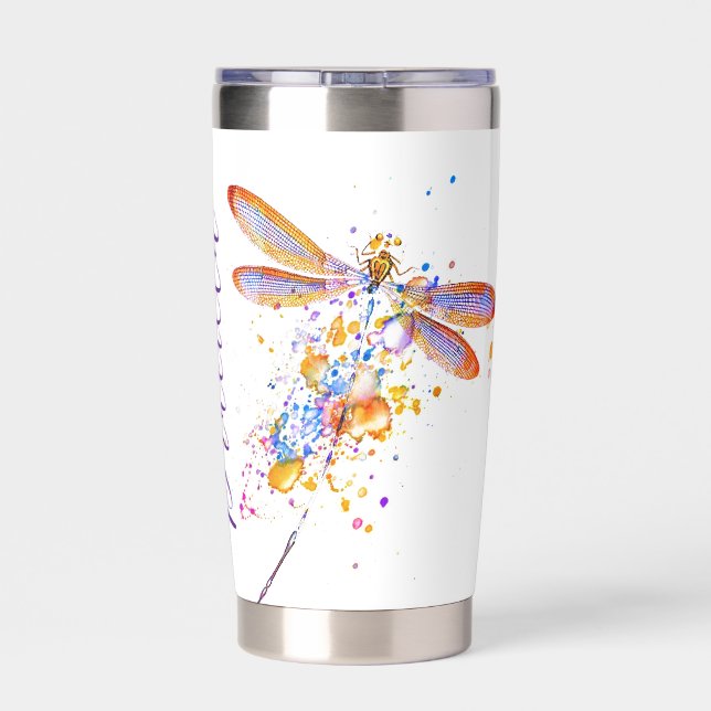 Dragonfly splatter personalised insulated tumbler (Back)