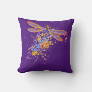 Dragonfly splatter throw pillow