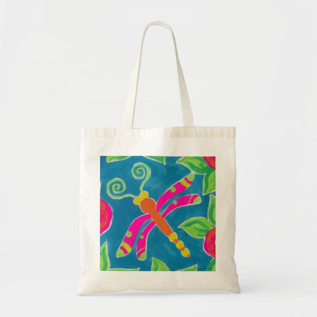 Dragonfly Spring Fling Tote - Canvas Beach Bag (Front)