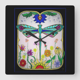 Dragonfly Square Wall Clock