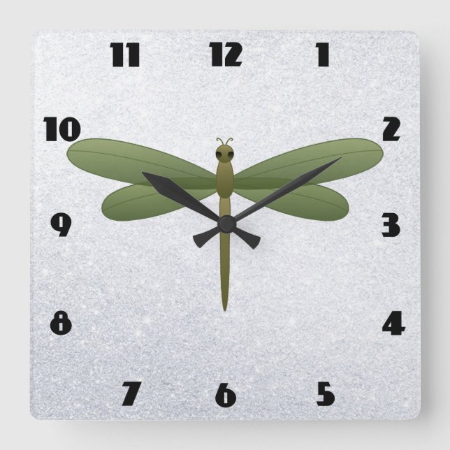 DRAGONFLY SQUARE WALL CLOCK (Front)