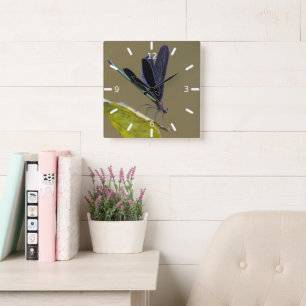 Dragonfly Square Wall Clock