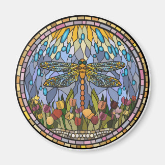 Dragonfly-Stained Glass Design  Magnet