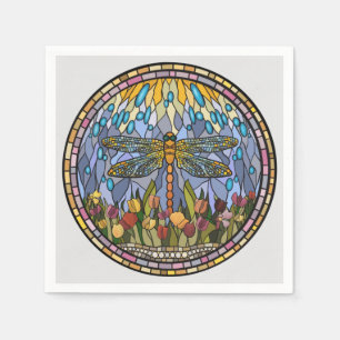 Dragonfly-Stained Glass Design  Napkin