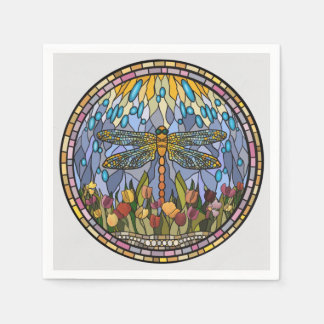 Dragonfly-Stained Glass Design  Napkin