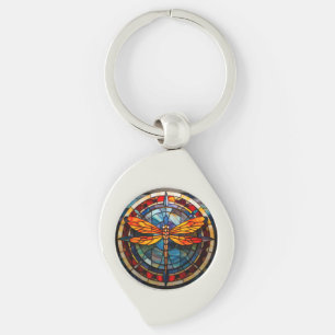 dragonfly stained glass key ring