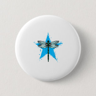 Dragonfly Star Design Insect Love Lover Dragonflie 6 Cm Round Badge