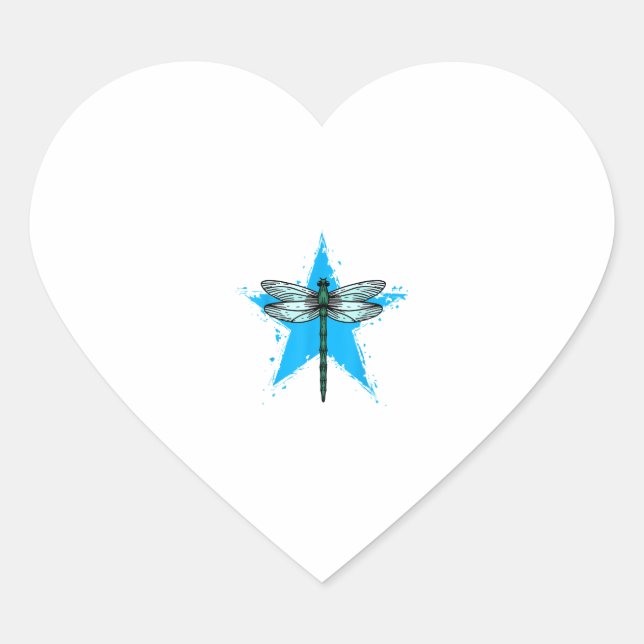 Dragonfly Star Design Insect Love Lover Dragonflie Heart Sticker (Front)