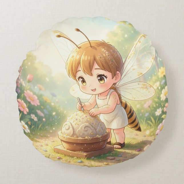 Dragonfly – Star Nectar of the Quiet Night.2 Round Cushion (Front)