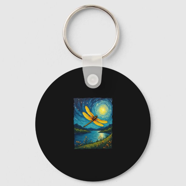 Dragonfly Starry Night (1) Key Ring (Front)