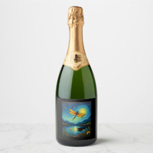Dragonfly Starry Night (2) Sparkling Wine Label