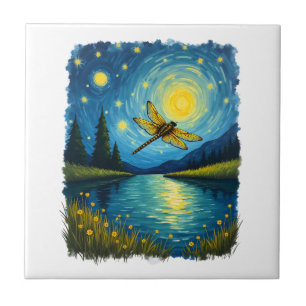 Dragonfly Starry Night (2) Tile