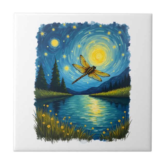 Dragonfly Starry Night (2) Tile (Front)