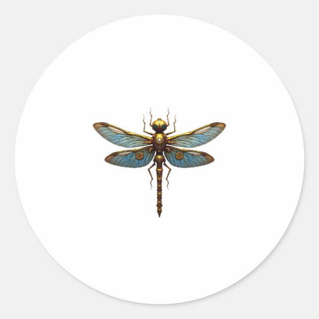 Dragonfly Steam Punk Insect Art Engineer Steampunk Classic Round Sticker (Front)