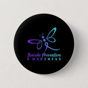 Dragonfly Suicide Prevention Awareness Pink And Te 6 Cm Round Badge